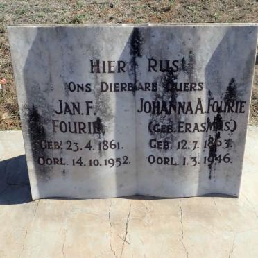 FOURIE Jan F. 1861-1952 &amp; Johanna A. ERASMUS 1863-1946