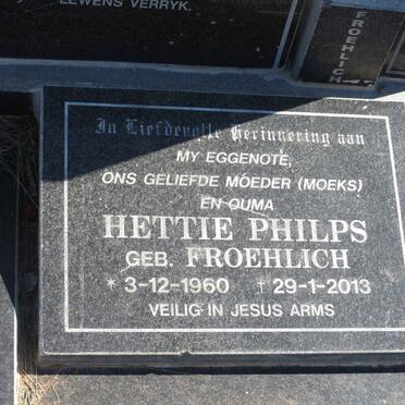 FROEHLICH Johannes Francois 1927-2020 &amp; Margaret 1928-2009 :: PHILPS Hettie nee FROEHLICH 1960-2013