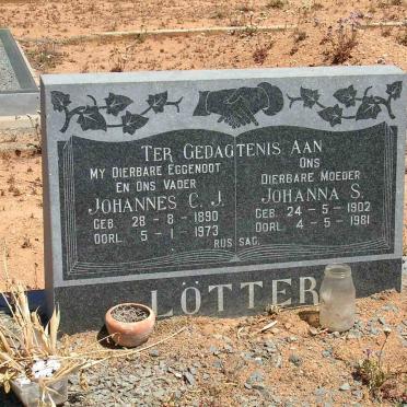 LÖTTER Johannes C.J. 1890-1973 &amp; Johanna S. 1902-1981