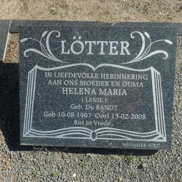 LOTTER Helena Maria nee DU RANDT 1907-2008