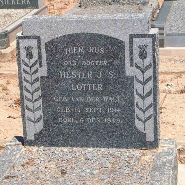 LÖTTER Hester J.S. geb. VAN DER WALT 1914-1949