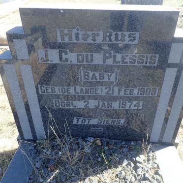 PLESSIS J.C., du nee DE LANGE 1909-1974