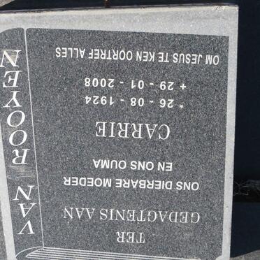 ROOYEN Willem P.L., van 1919-1984 &amp; Carrie 1924-2008