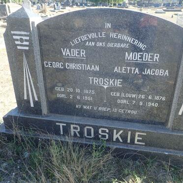 TROSKIE Georg Christiaan 1875-1951 &amp; Aletta Jacoba LOUW 1876-1940