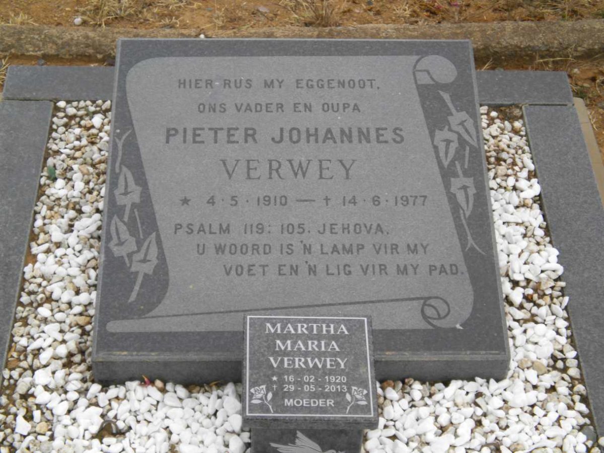 VERWEY Pieter Johannes 1910-1977 &amp; Martha Maria 1920-2013