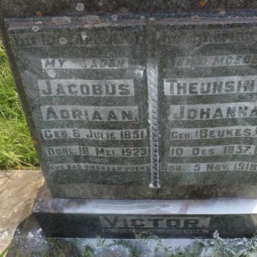 VICTOR Jacobus Adriaan 1851-1923 &amp; Theunsina Johanna BEUKES 1857-1918