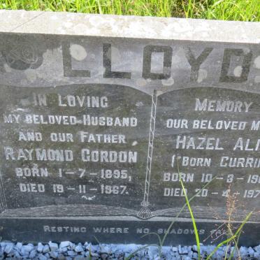 LLOYD Raymond Gordon 1895-1967 &amp; Hazel Alice CURRIN 1903-1971