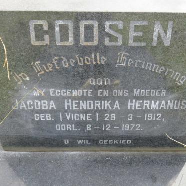 GOOSEN Jacoba Hendrika Hermanus nee VIGNE 1912-1972