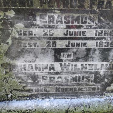 ERASMUS Barend Petrus Francois 1866-1935 &amp; Johanna Wilhelmina KOEKEMOER