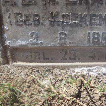 ERASMUS L.J. 1861-1935 &amp; A.E.M. KOEKEMOER 1860-1933