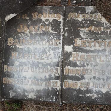 HARTLEY Joseph Bainbridge 1843-1921 &amp; Letitia 1849-1922