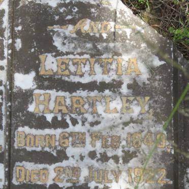 HARTLEY Joseph Bainbridge 1843-1921 &amp; Letitia 1849-1922