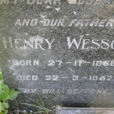 WESSON Henry 1868-1952 &amp; Evelina Sarah Ann 1884-1971