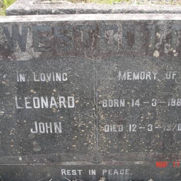 WESTCOTT Leonard John 1889-1970