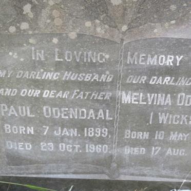 ODENDAAL Paul 1899-1960 &amp; Melvina WICKS 1902-1972