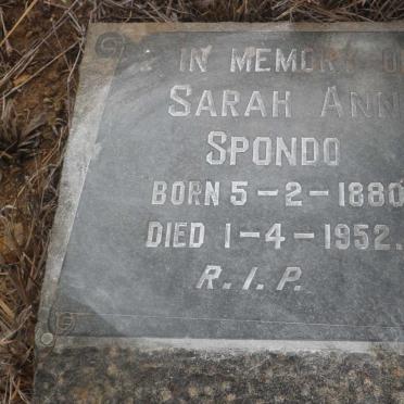 SPONDO Sarah Ann 1880-1952