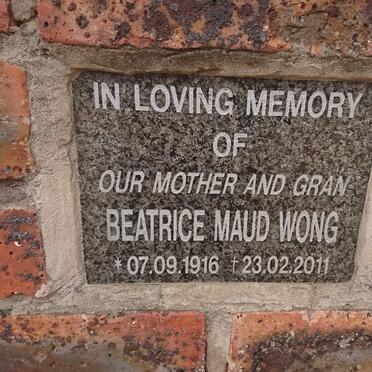 WONG Beatrice Maud 1916-2011