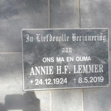 LEMMER Annie H.F. 1924-2019