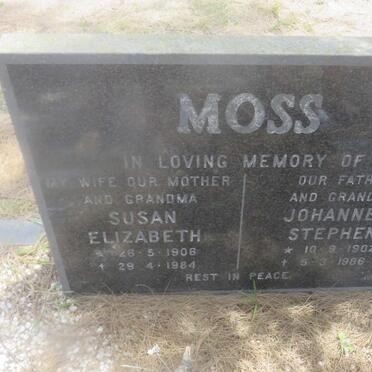 MOSS Johannes Stephen 1902-1986 &amp; Susan Elizabeth 1906-1984