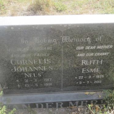 MERWE Cornelis Johannes, van der 1917-1991 &amp; Ruth Esme 1925-2013