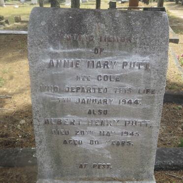 PUTT Albert Henry -1945 &amp; Annie Mary COLE -1944