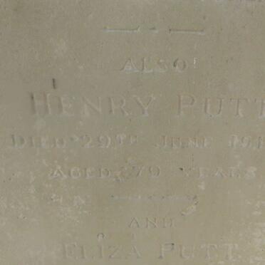 PUTT Henry -1919 &amp; Eliza Selina -1884 :: PUTT Eliza -192?