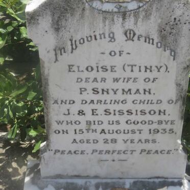 SNYMAN Eloise nee SISSISON -1935