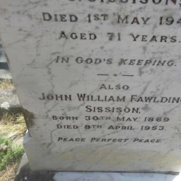 SISSISON John William Fawlding 1869-1953 :: SISSISON Edith -1940