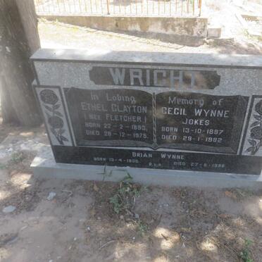 WRIGHT Cecil Wynne Jokes 1897-1982 &amp; Ethel Clayton FLETCHER 1893-1975 :: WRIGHT Brian Wynne 1930-1986