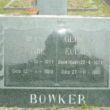 BOWKER Miles Duthie 1877-1960 &amp; Georgia Eulalie HART 1877-1961