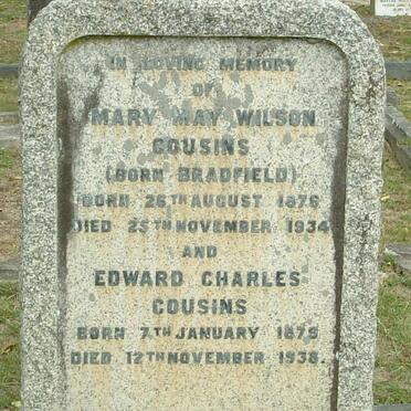 COUSINS Edward Charles 1875-1938 &amp;  Mary May Wilson BRADFIELD 1876-1934