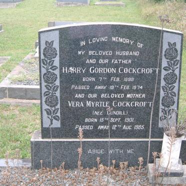 COCKCROFT Harry Gordon 1898-1974 &amp; Vera Myrtle CUNDILL 1901-1985