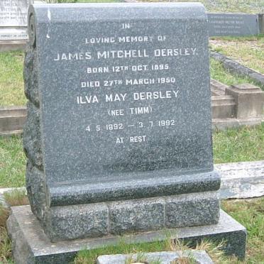 DERSLEY James Mitchell 1895-1950 &amp; Ilva May TIMM 1892-1992