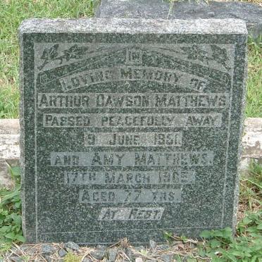 MATTHEWS Arthur Dawson -1951 &amp; Amy -1965