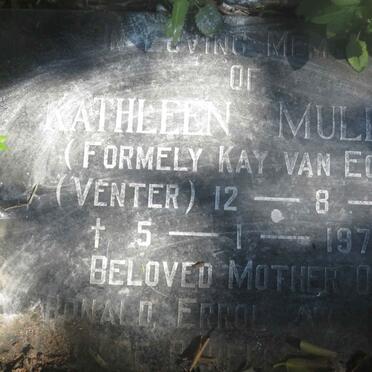 MULLER Kathleen formerly VAN ECK nee VENTER 1918-1979