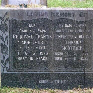 MORTIMER Percival Francis 1911-1976 &amp; Henrietta Johanna 1909-1963