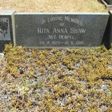 SHAW Rita Anna nee HEMPEL 1920-1981