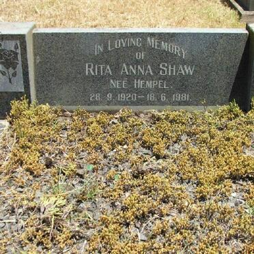 SHAW Rita Anna nee HEMPEL 1920-1981
