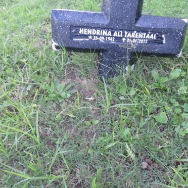 TARENTAAL Hendrina Ali 1942-2012