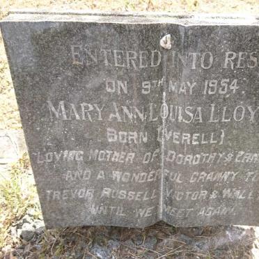 LLOYD Mary Ann Louisa nee VERELL -1954