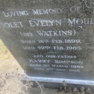 MOULD Harry Simpson 1895-1968 &amp; Violet Evelyn WATKINS 1899-1965 