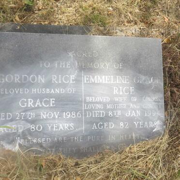 RICE Gordon -1986 &amp; Emmeline Grace -1994