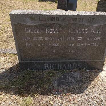 RICHARDS Claude W.K. 1902-1964 &amp; Eileen Ross GOWIE 1904-1965