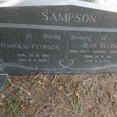 SAMPSON Harold Fehrsen 1890-1973 :: ELLISON Jean formerly UNDERWOOD nee HUTT 1918-1973