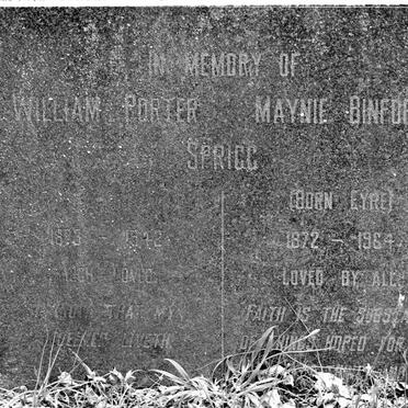 SPRIGG William Porter 1873-1942 :: SPRIGG Maynie Binford born EYRE 1872-1964