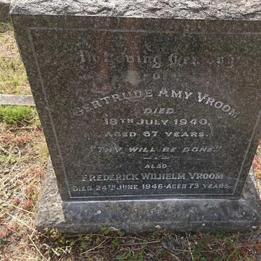 VROOM Frederick Wilhelm -1946 &amp; Gertrude Amy -1940