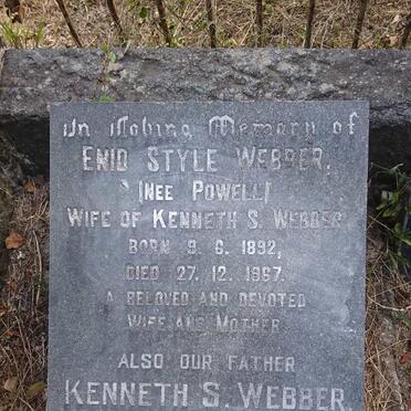 WEBBER Kenneth S. 1884-1975 &amp; Enid Style POWELL 1892-1967