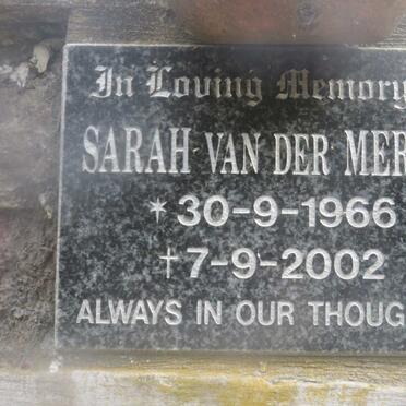 MERWE Sarah, van der 1966-2002
