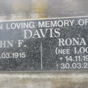 DAVIS John F. 1915- &amp; Rona C. LOCK 1917-2007