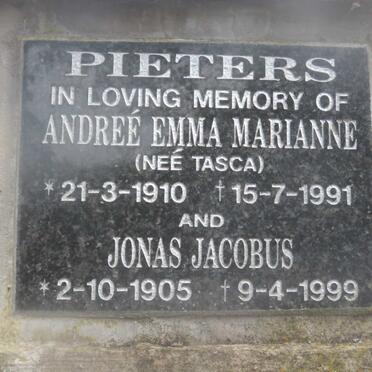 PIETERS Jonas Jacobus 1905-1999 &amp; Andreé Emma TASCA 1910-1991